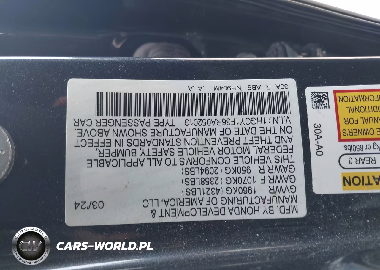 2024 Honda Accord Ex VIN:1HGCY1F36RA052013 - 9