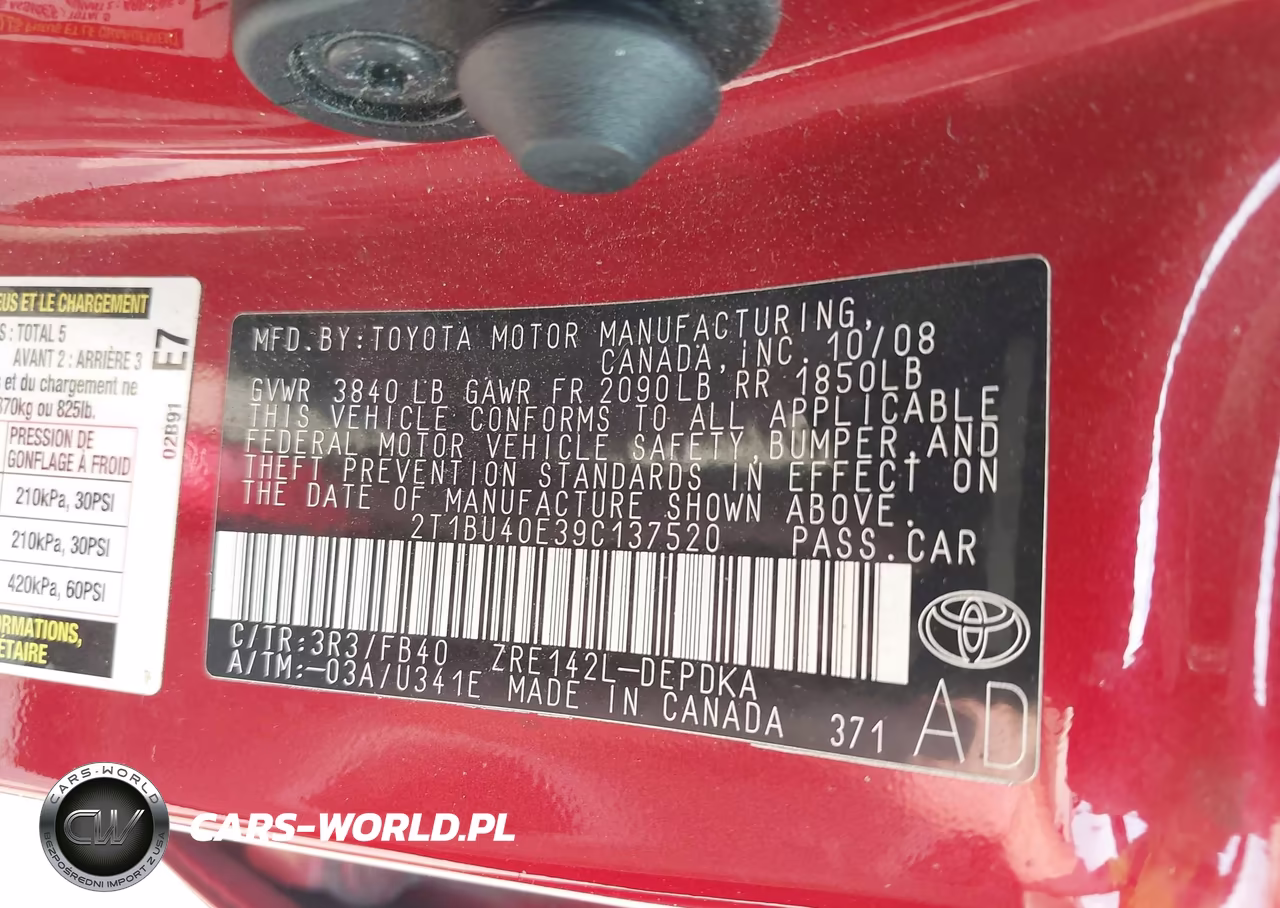 2009 Toyota Corolla Le VIN:2T1BU40E39C137520 - 9