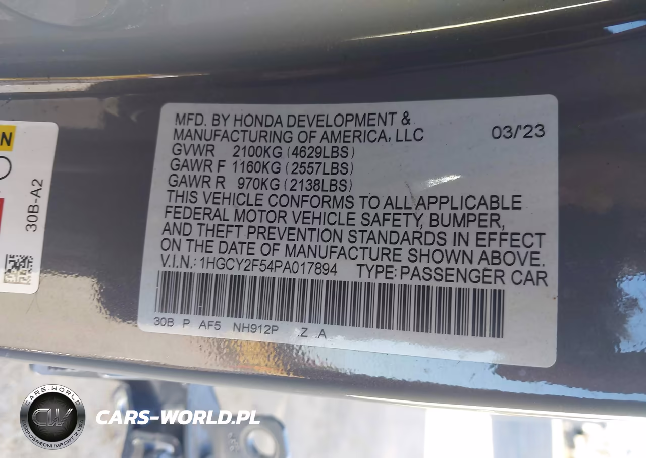 2023 Honda Accord Hybrid Sport VIN:1HGCY2F54PA017894 - 9