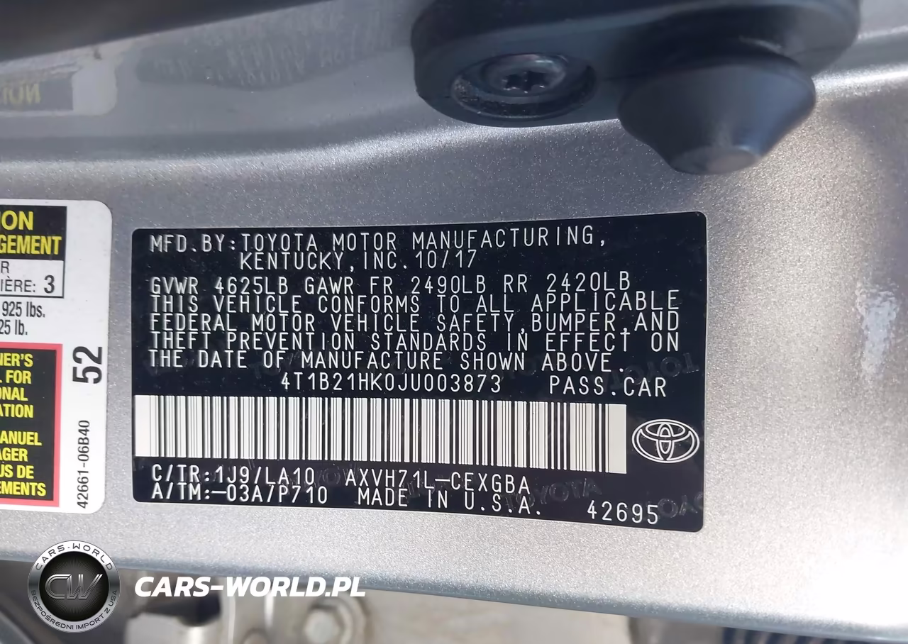 2018 Toyota Camry Hybrid Xle VIN:4T1B21HK0JU003873 - 9