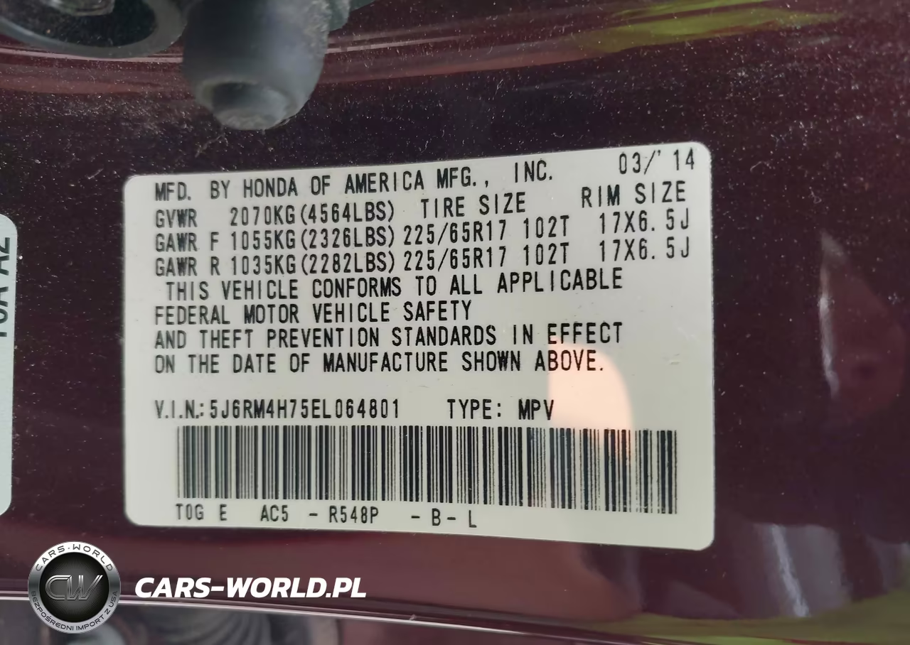 2014 Honda Cr-V Ex-L VIN:5J6RM4H75EL064801 - 9