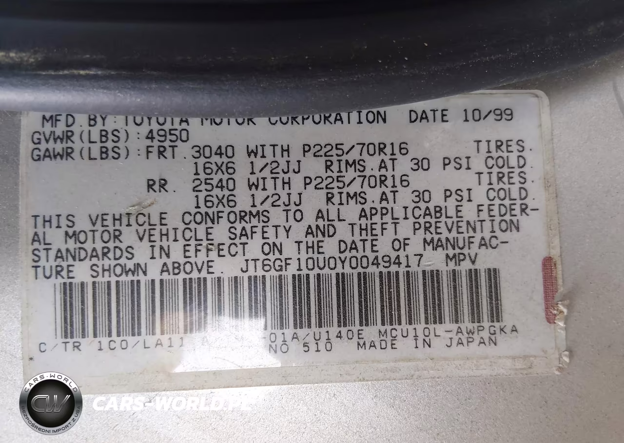 2000 Lexus Rx 300 VIN:JT6GF10U0Y0049417 - 9