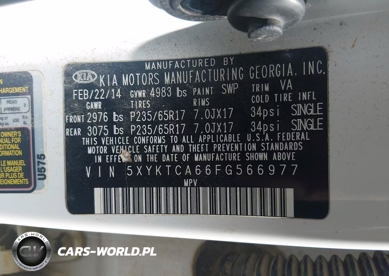 2015 Kia Sorento Lx VIN:5XYKTCA66FG566977 - 9