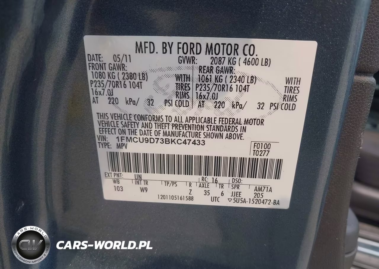 2011 Ford Escape Xlt VIN:1FMCU9D73BKC47433 - 9