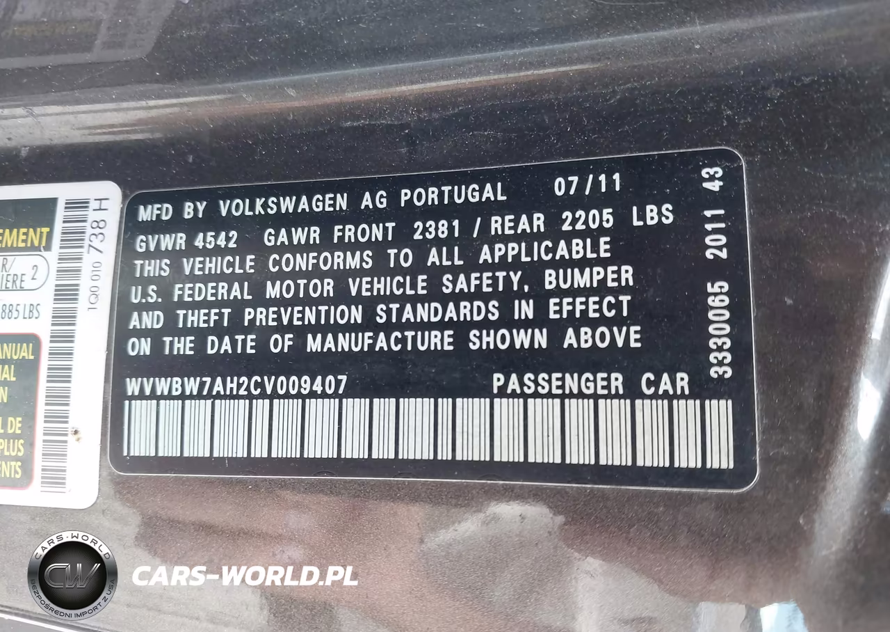 2012 Volkswagen Eos Komfort VIN:WVWBW7AH2CV009407 - 9
