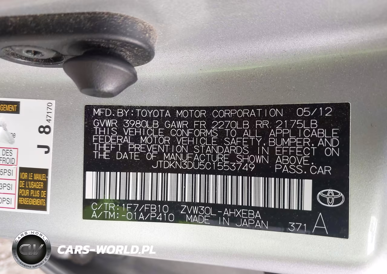 2012 Toyota Prius VIN:JTDKN3DU5C1553749 - 9