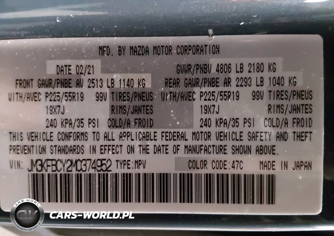 2021 Mazda Cx-5 Carbon Edition Turbo VIN:JM3KFBCY2M0374952 - 9