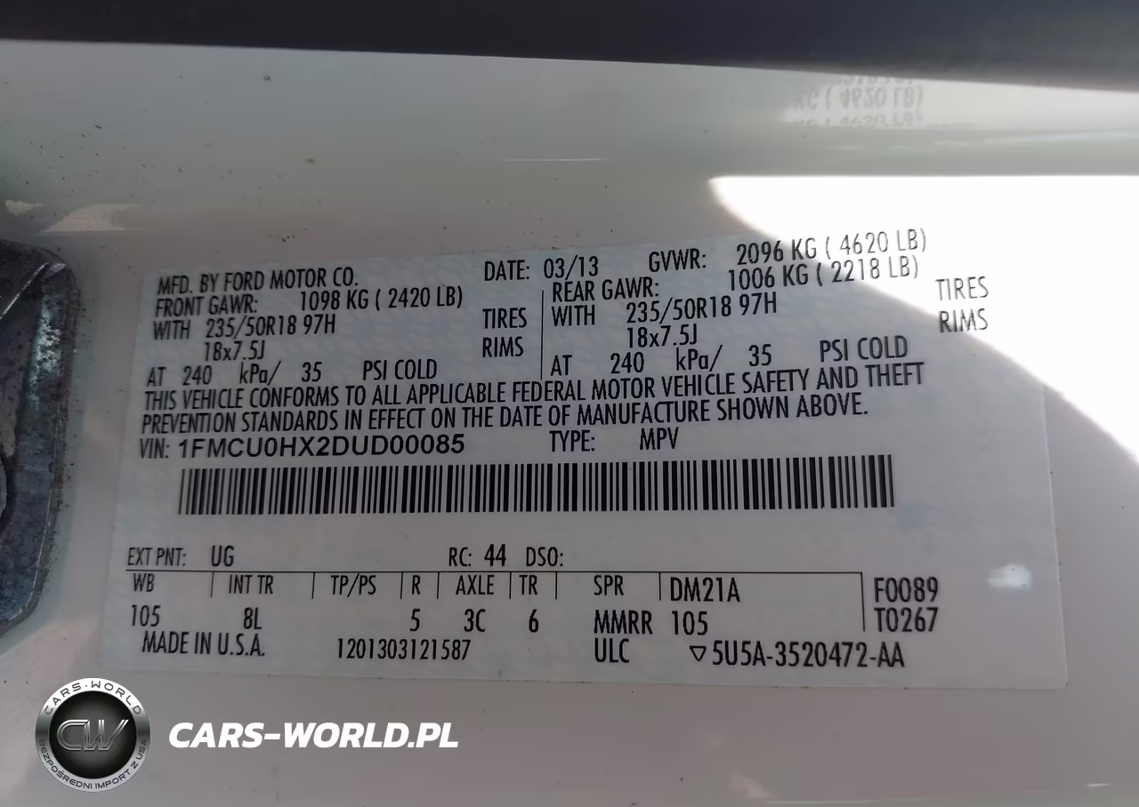 2013 Ford Escape Sel VIN:1FMCU0HX2DUD00085 - 9