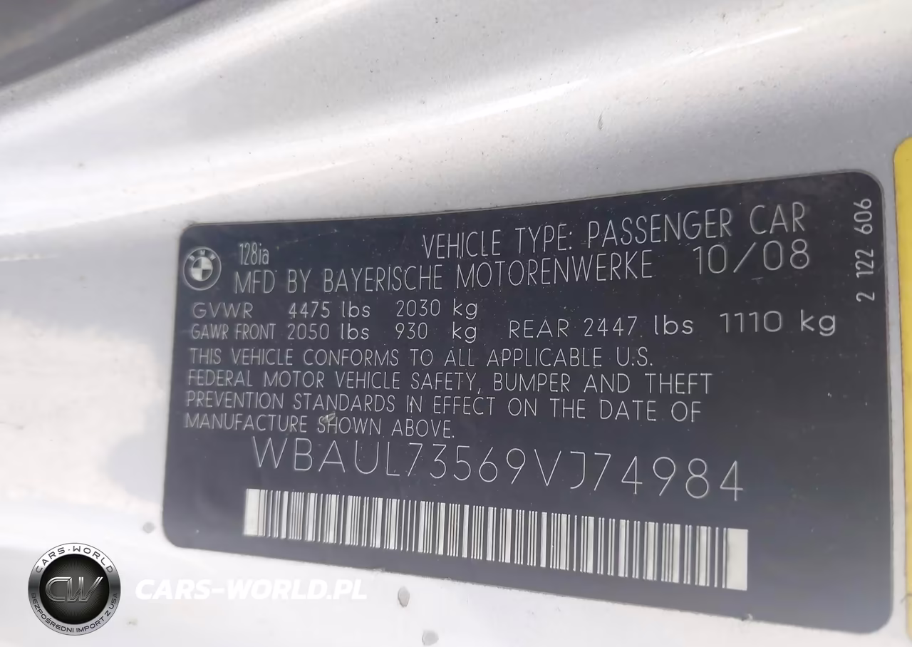 2009 BMW 128I VIN:WBAUL73569VJ74984 - 9