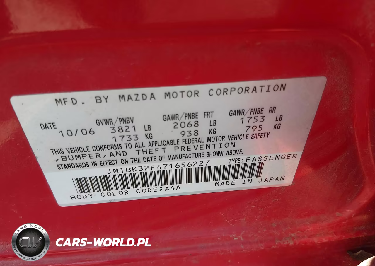2007 Mazda Mazda3 I VIN:JM1BK32F471656227 - 9