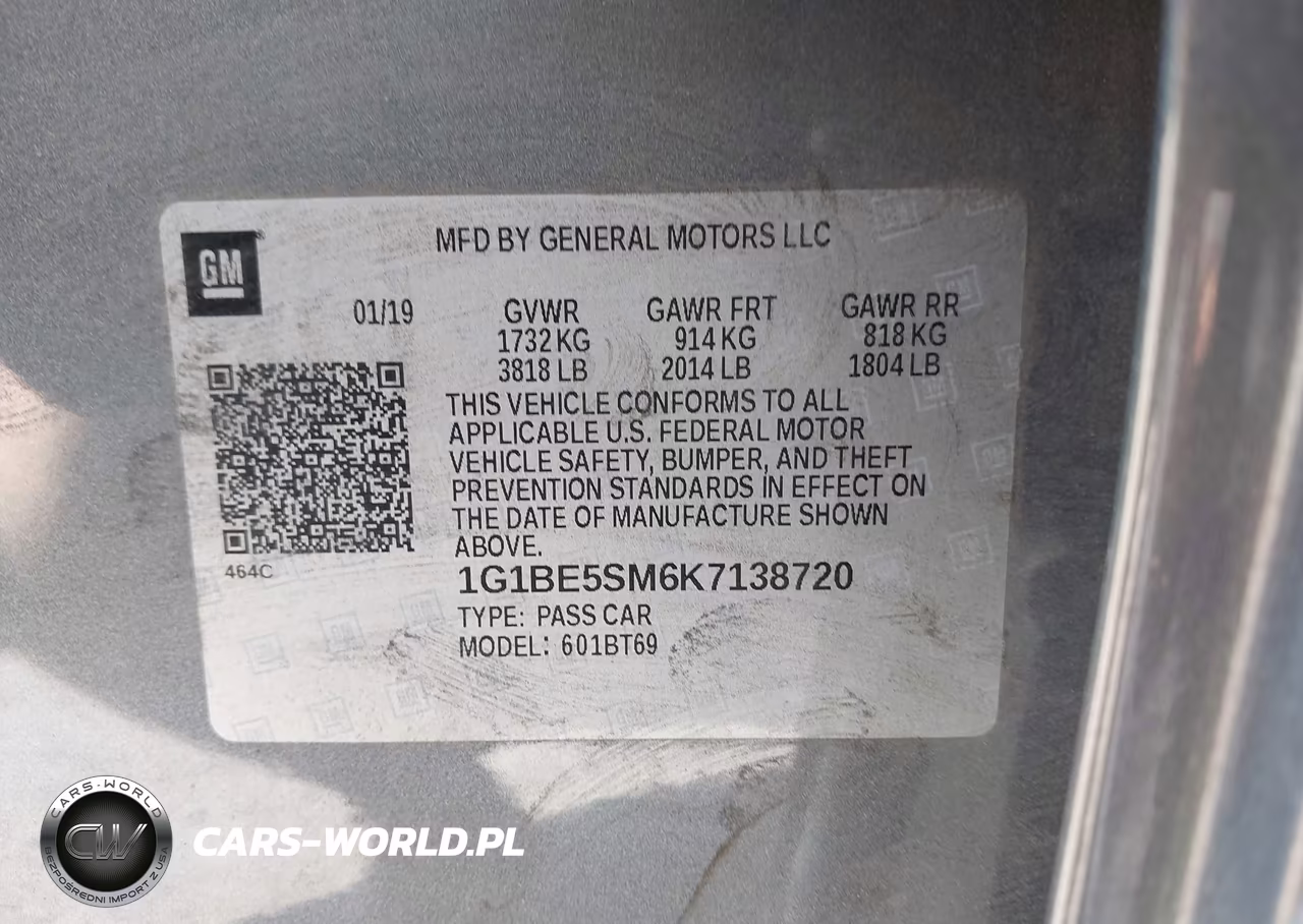 2019 Chevrolet Cruze Lt VIN:1G1BE5SM6K7138720 - 9