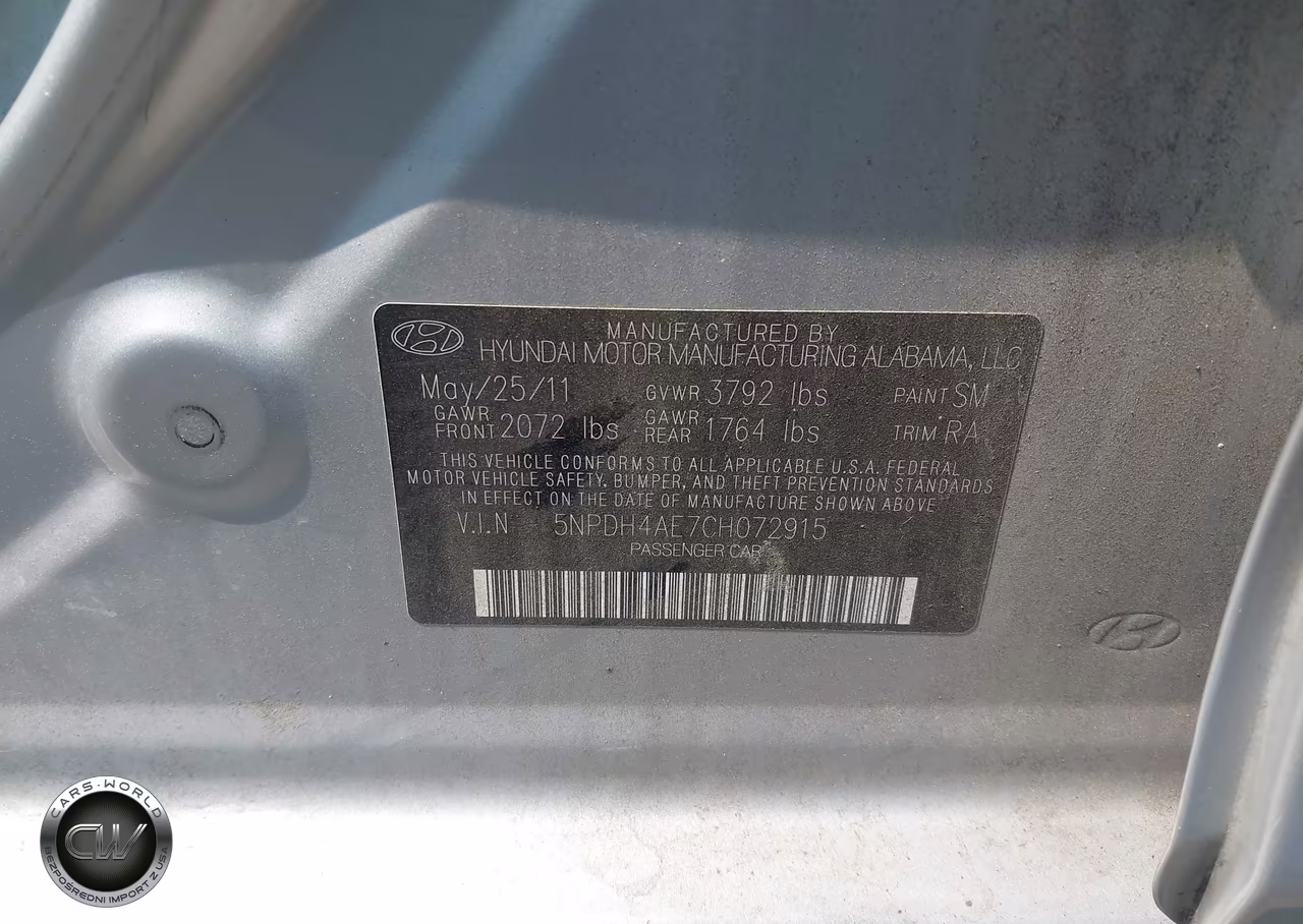 2012 Hyundai Elantra Gls VIN:5NPDH4AE7CH072915 - 9