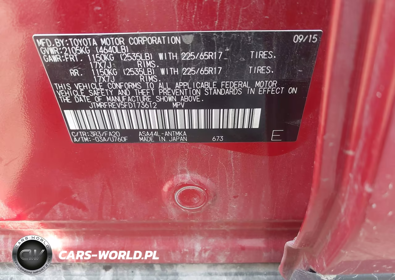 2015 Toyota Rav4 Xle VIN:JTMRFREV5FD173612 - 9