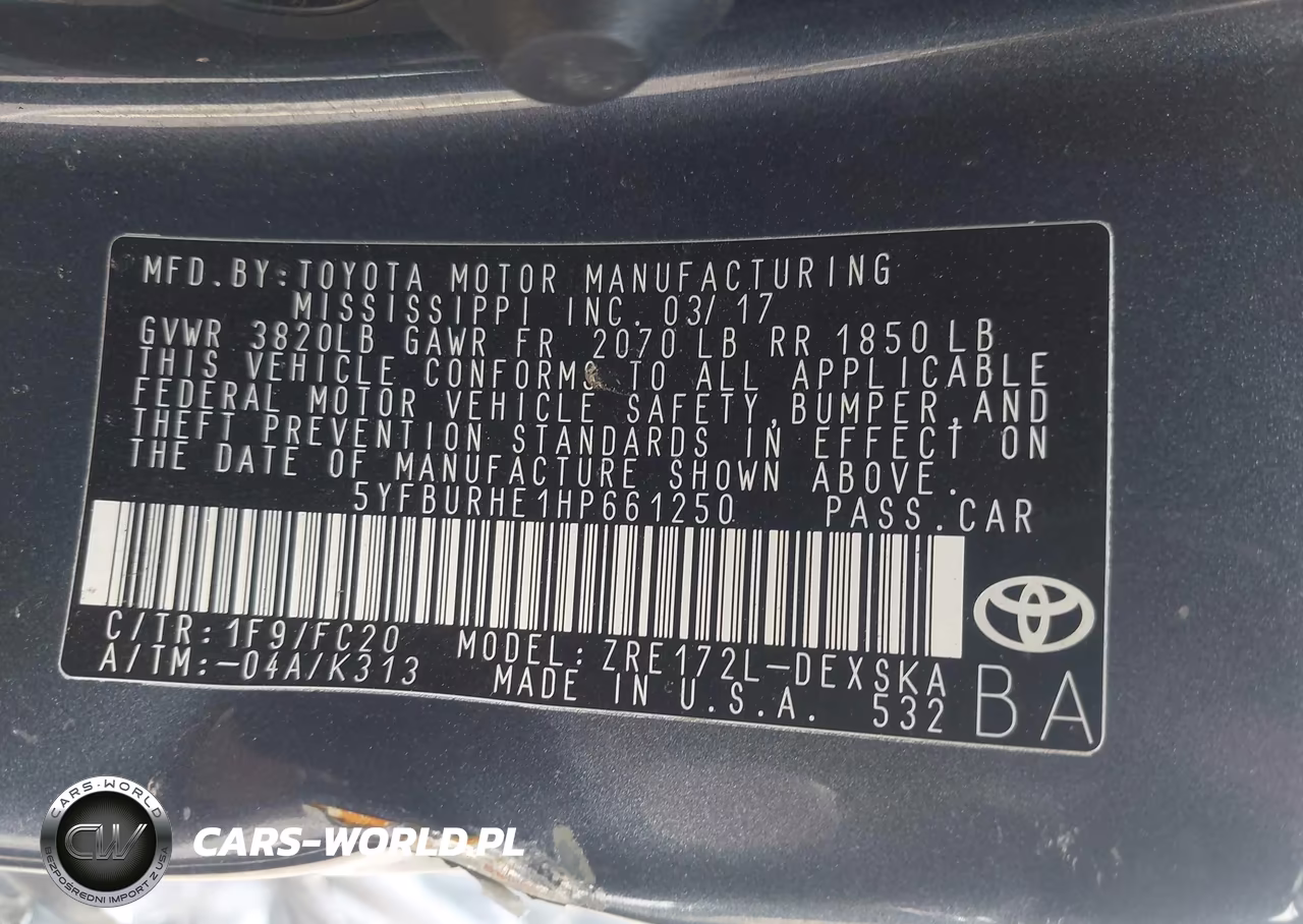 2017 Toyota Corolla Se VIN:5YFBURHE1HP661250 - 9