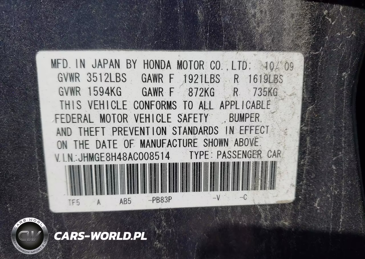 2010 Honda Fit Sport VIN:JHMGE8H48AC008514 - 9