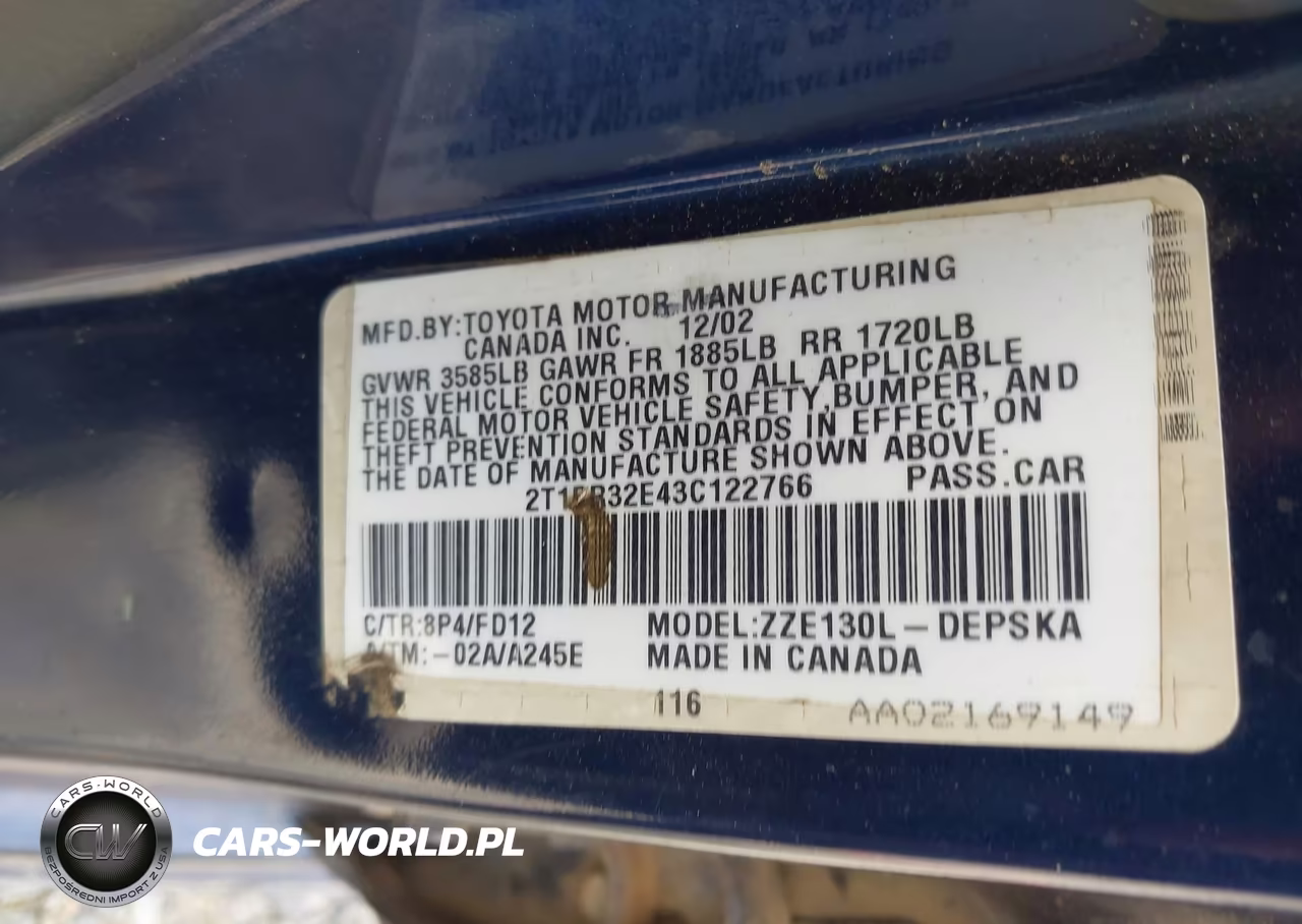 2003 Toyota Corolla S VIN:2T1BR32E43C122766 - 9