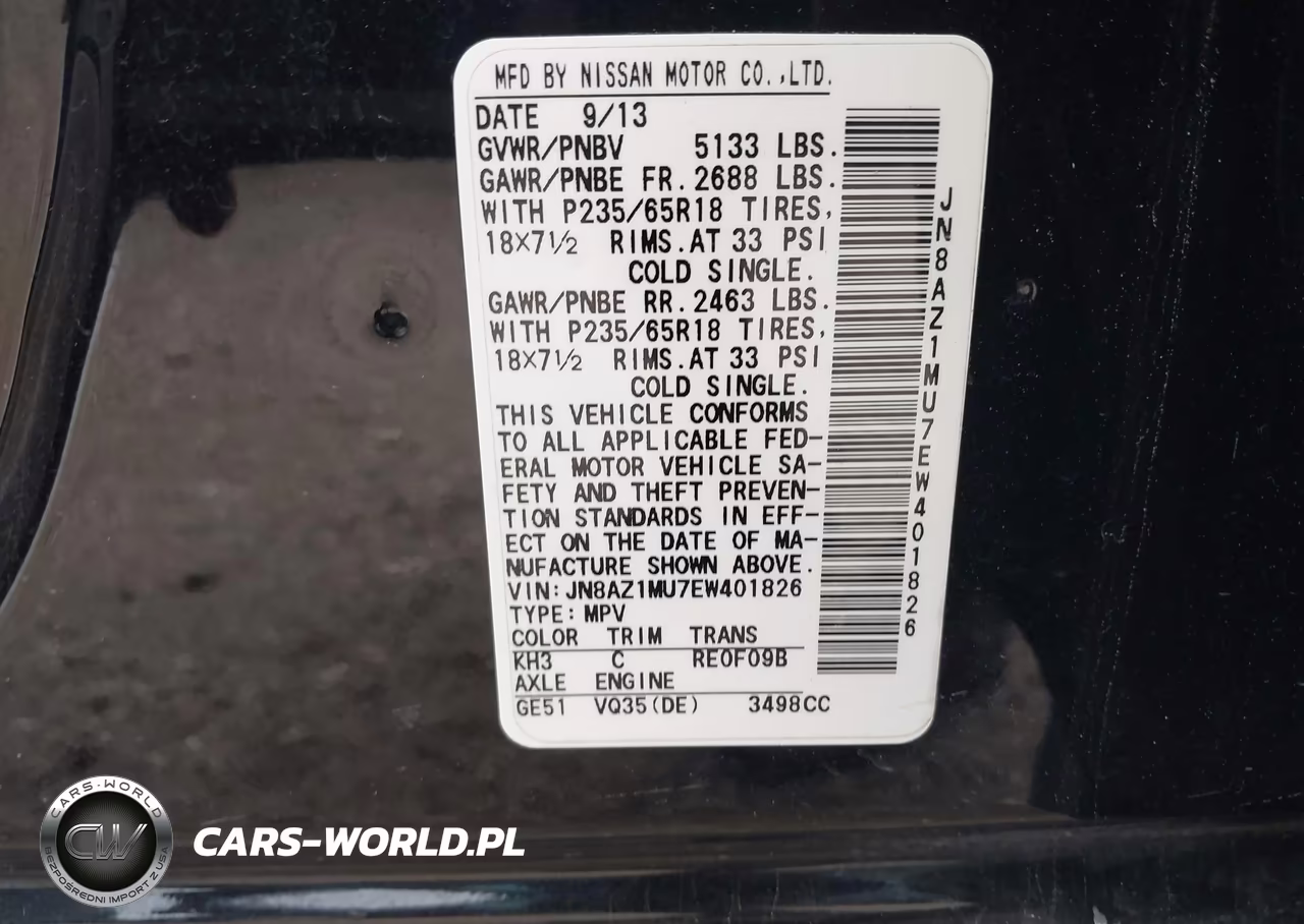 2014 Nissan Murano Sl VIN:JN8AZ1MU7EW401826 - 9