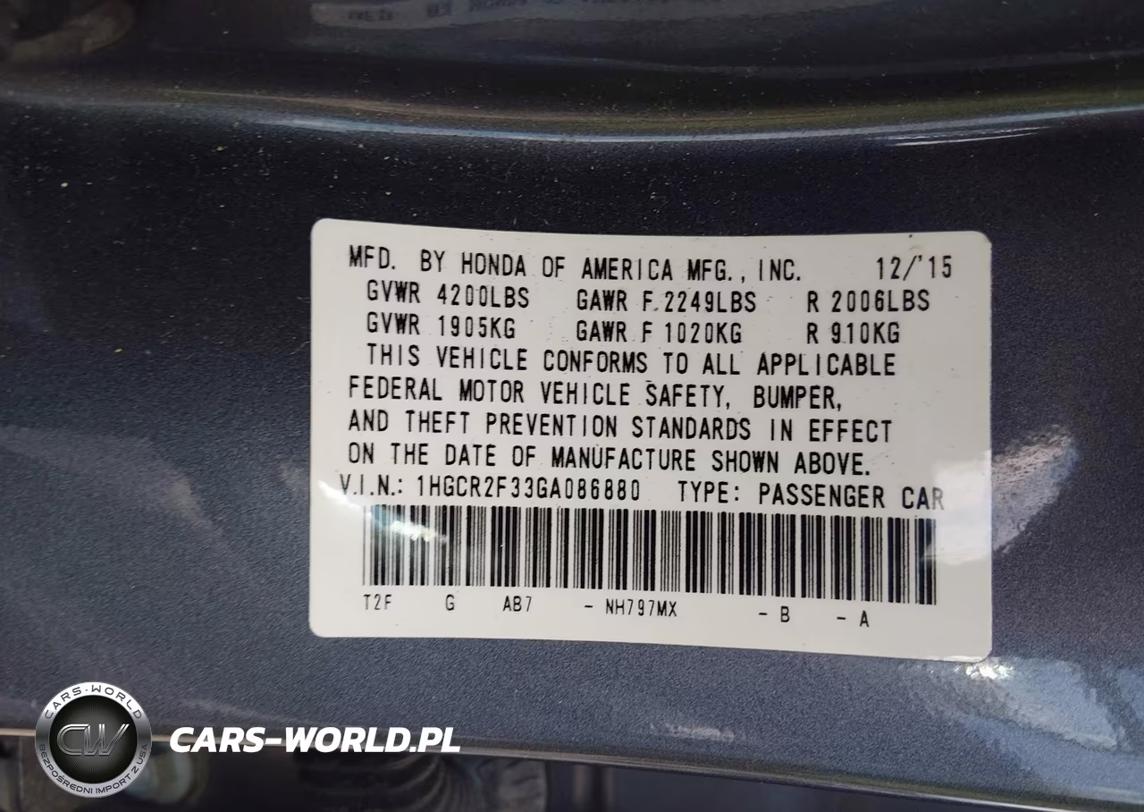 2016 Honda Accord Lx VIN:1HGCR2F33GA086880 - 9
