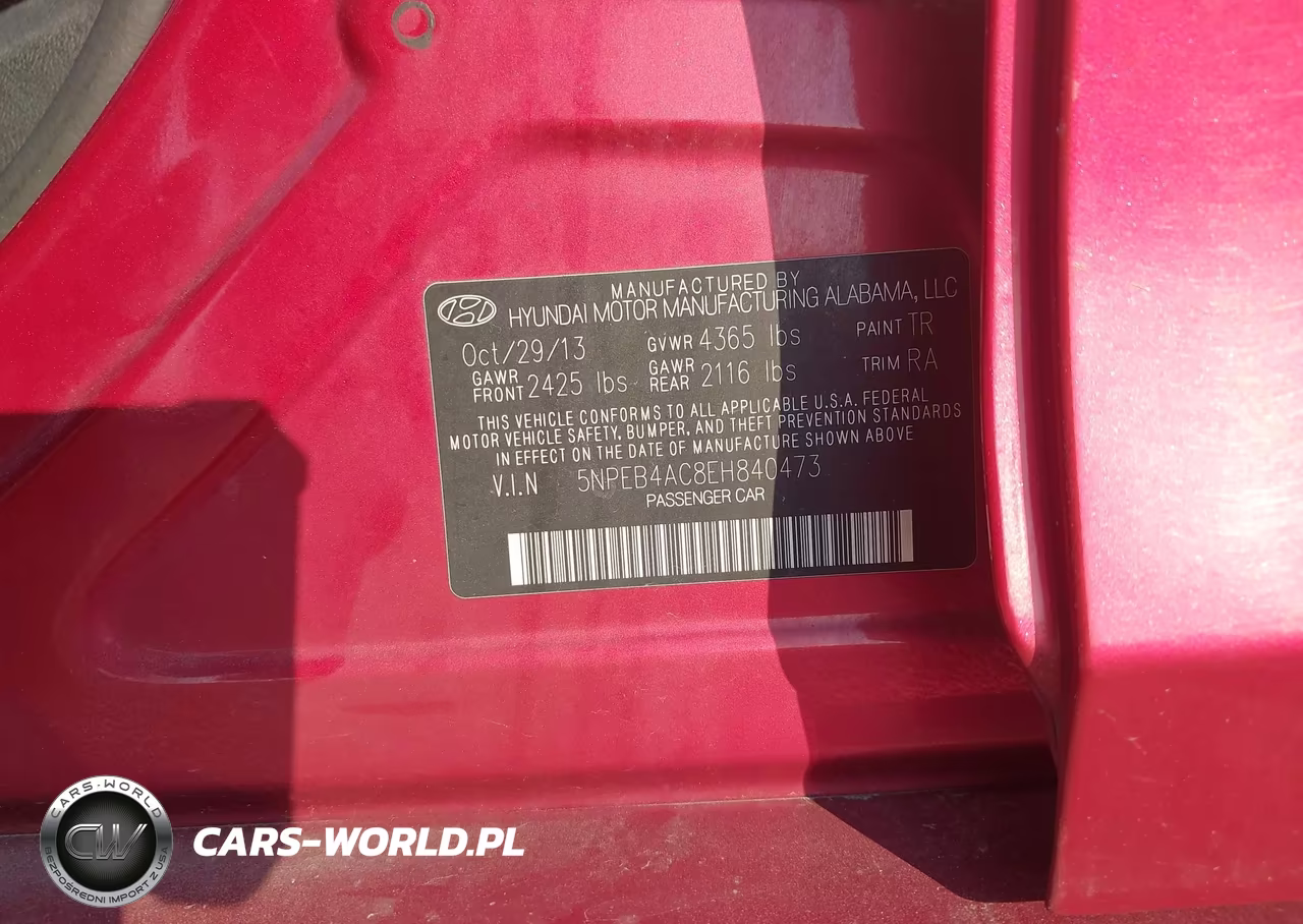 2014 Hyundai Sonata Gls VIN:5NPEB4AC8EH840473 - 9