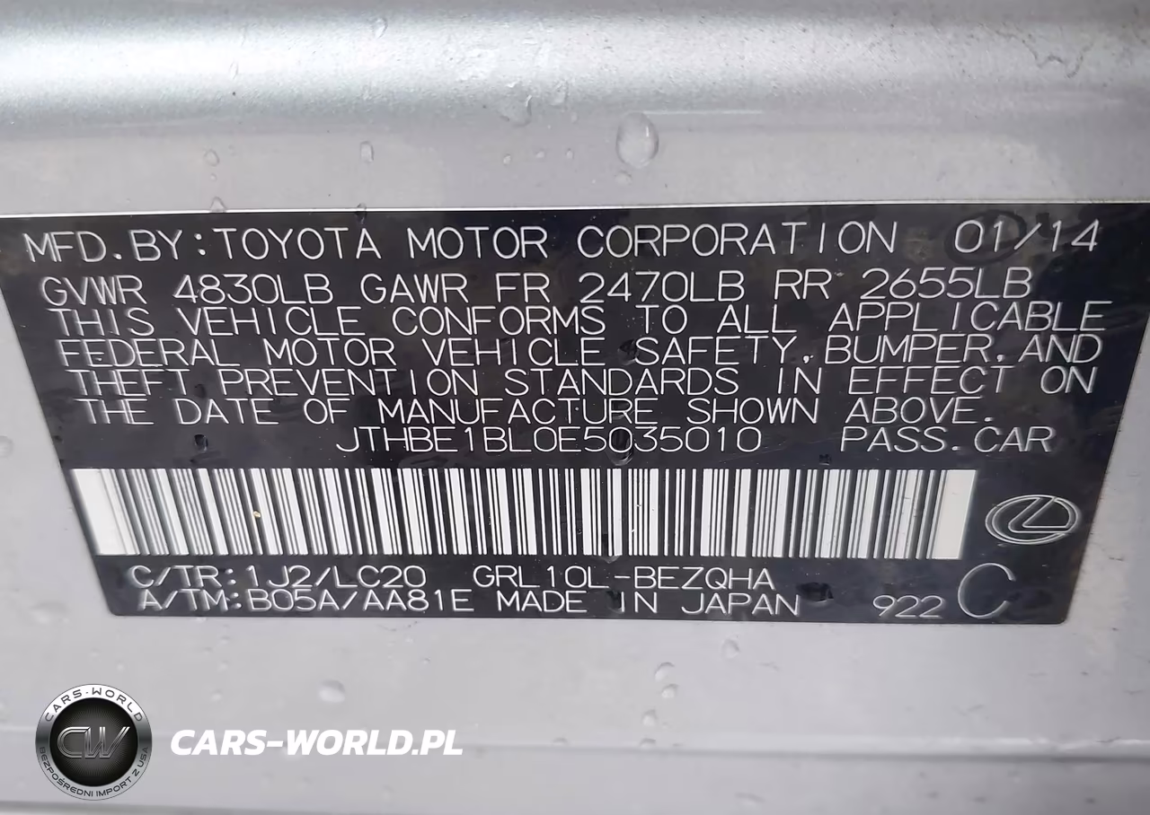 2014 Lexus Gs 350 VIN:JTHBE1BL0E5035010 - 9