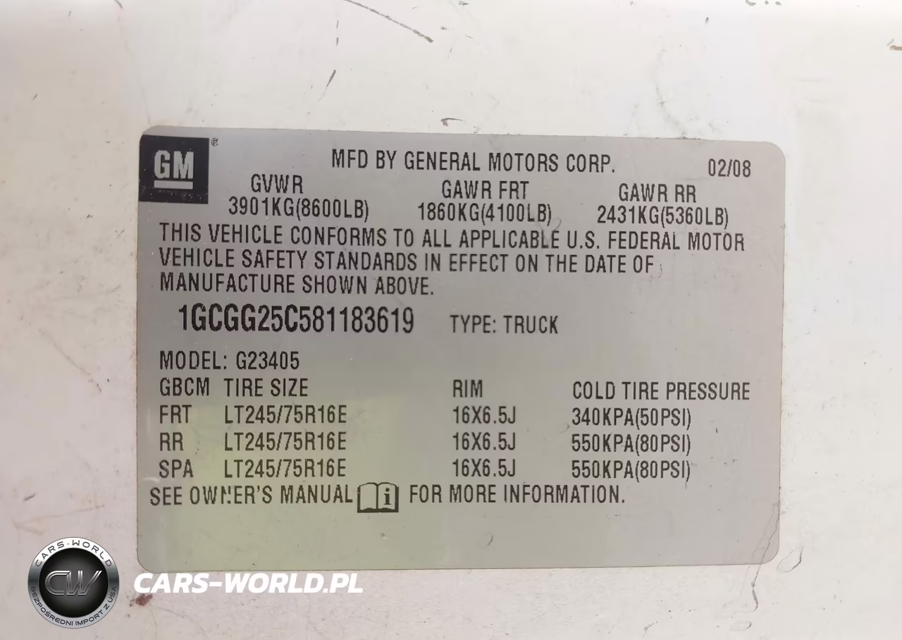 2008 Chevrolet Express Work Van VIN:1GCGG25C581183619 - 9