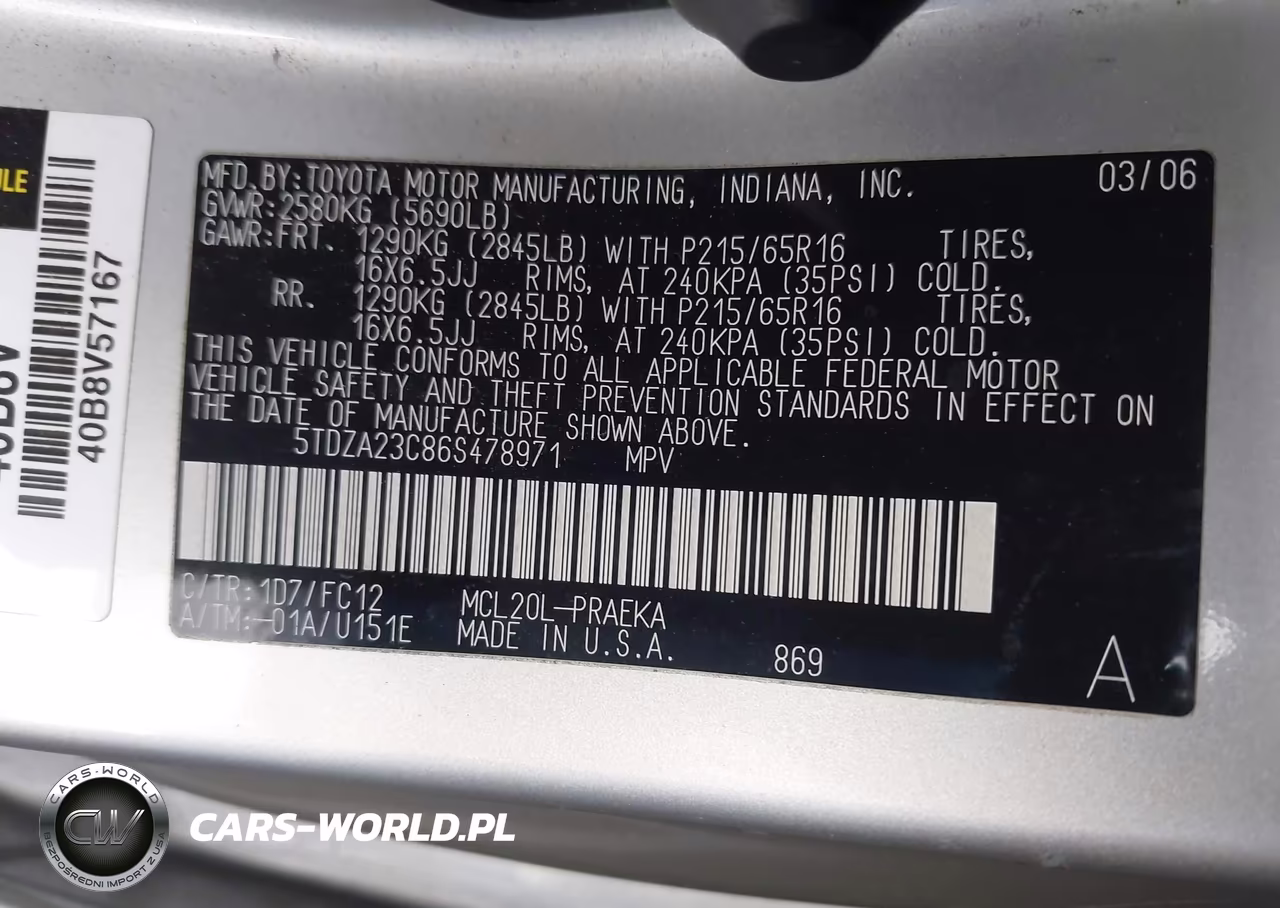 2006 Toyota Sienna Le VIN:5TDZA23C86S478971 - 9