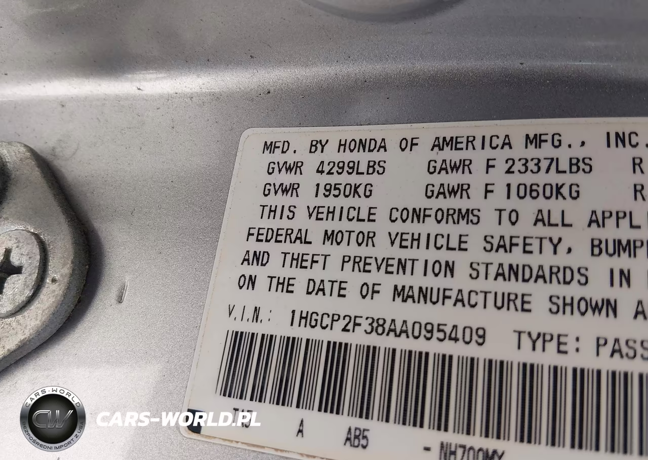 2010 Honda Accord 2.4 Lx VIN:1HGCP2F38AA095409 - 9