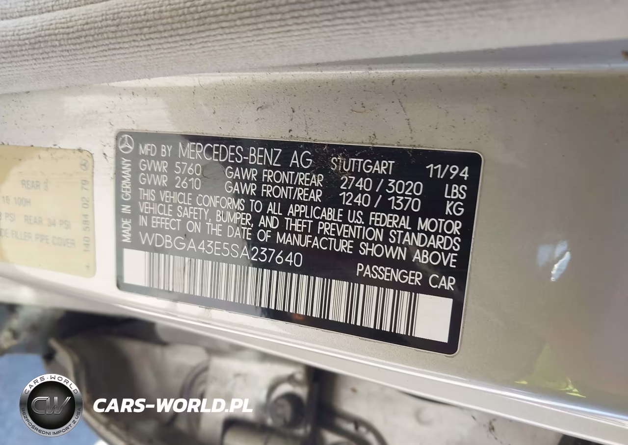 1995 Mercedes-Benz S 420 VIN:WDBGA43E5SA237640 - 9