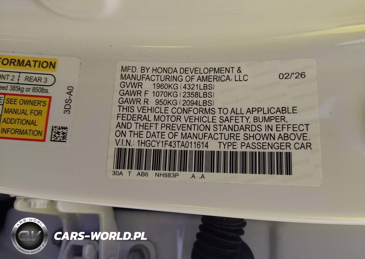 2026 Honda Accord Se VIN:1HGCY1F43TA011614 - 9