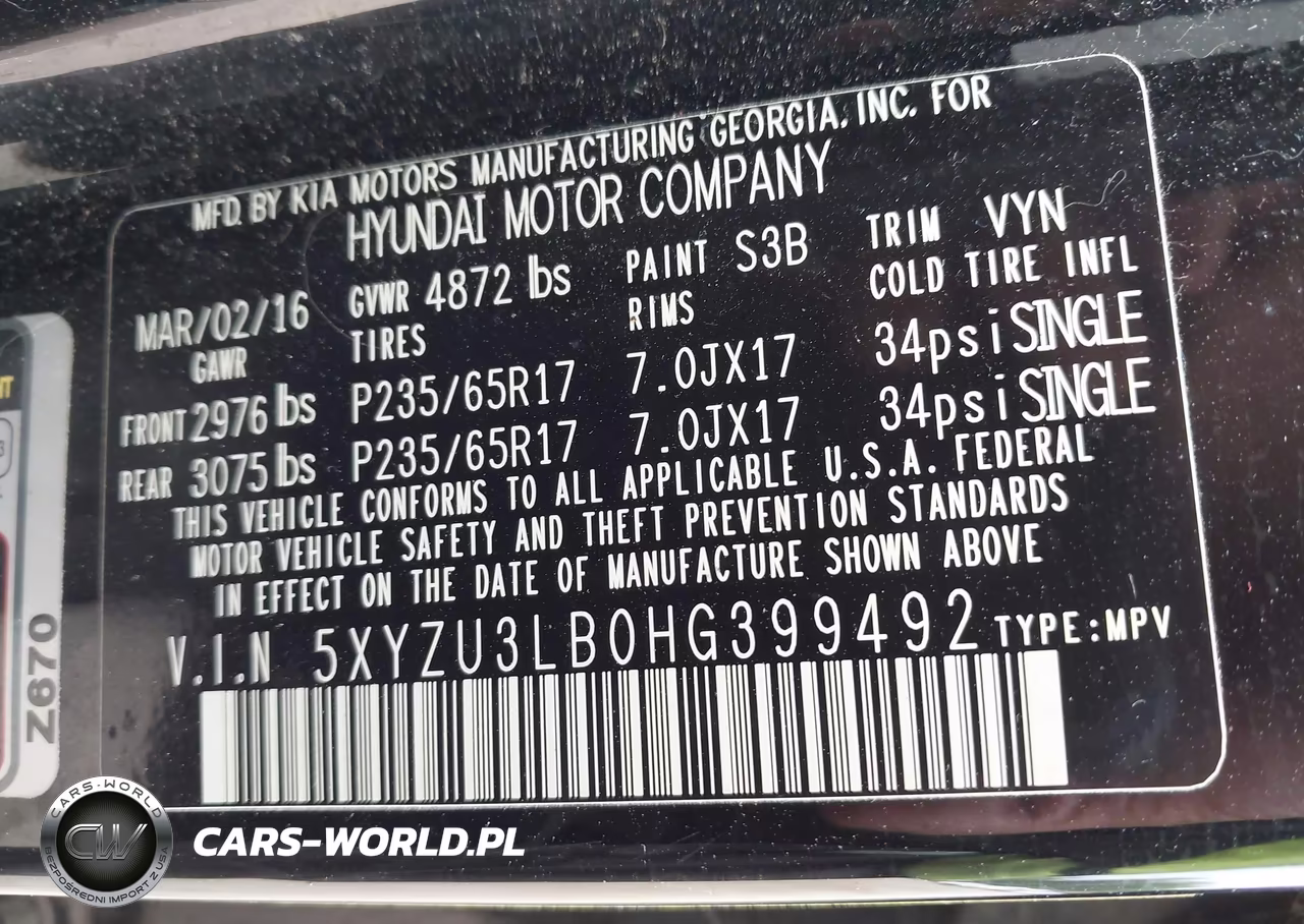 2017 Hyundai Santa Fe Sport 2.4L VIN:5XYZU3LB0HG399492 - 9