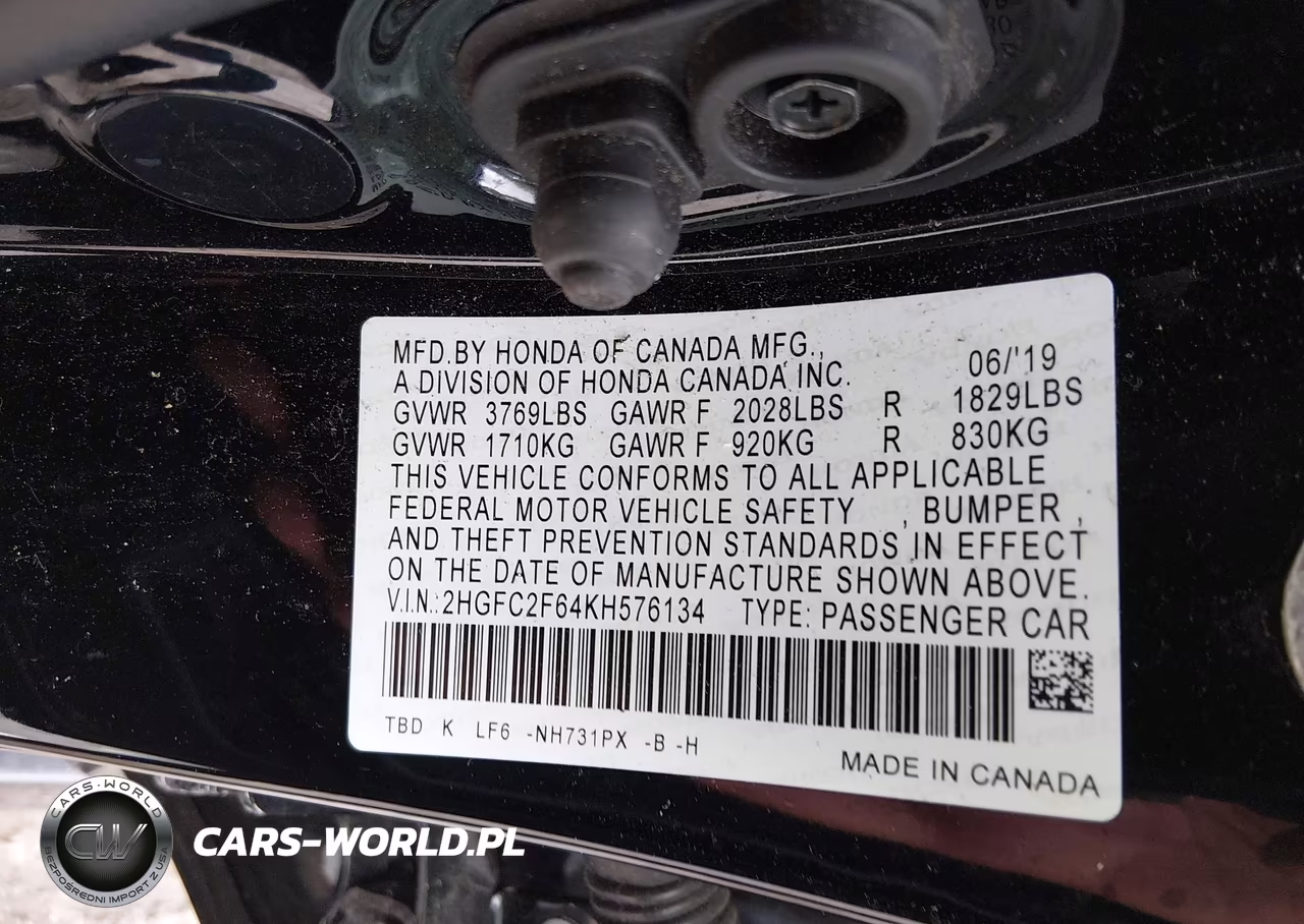 2019 Honda Civic Lx VIN:2HGFC2F64KH576134 - 9