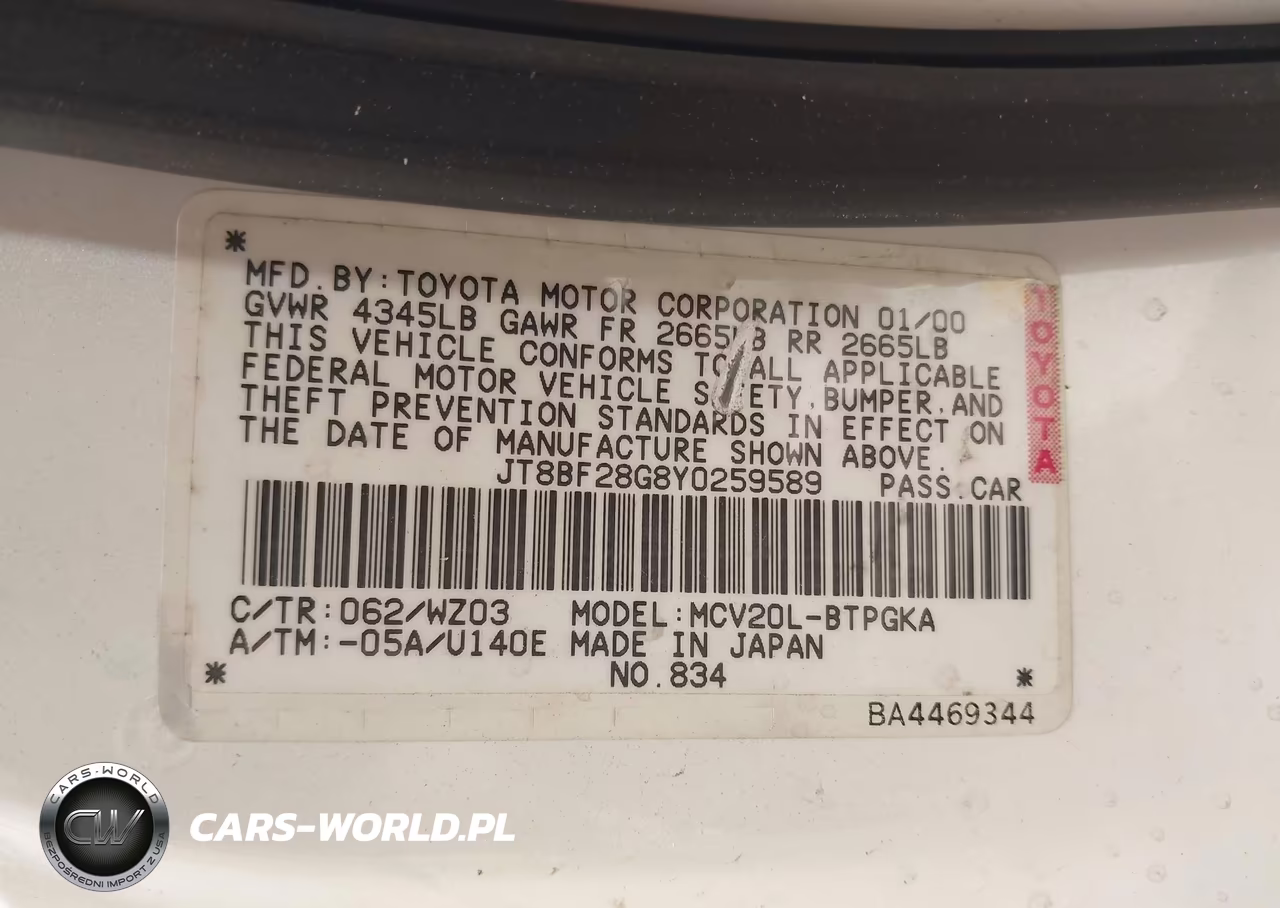 2000 Lexus Es 300 VIN:JT8BF28G8Y0259589 - 9