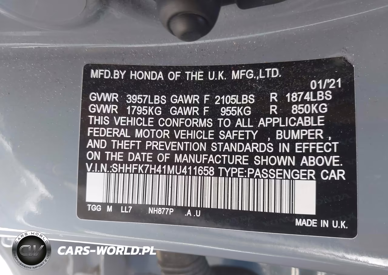 2021 Honda Civic Sport VIN:SHHFK7H41MU411658 - 9