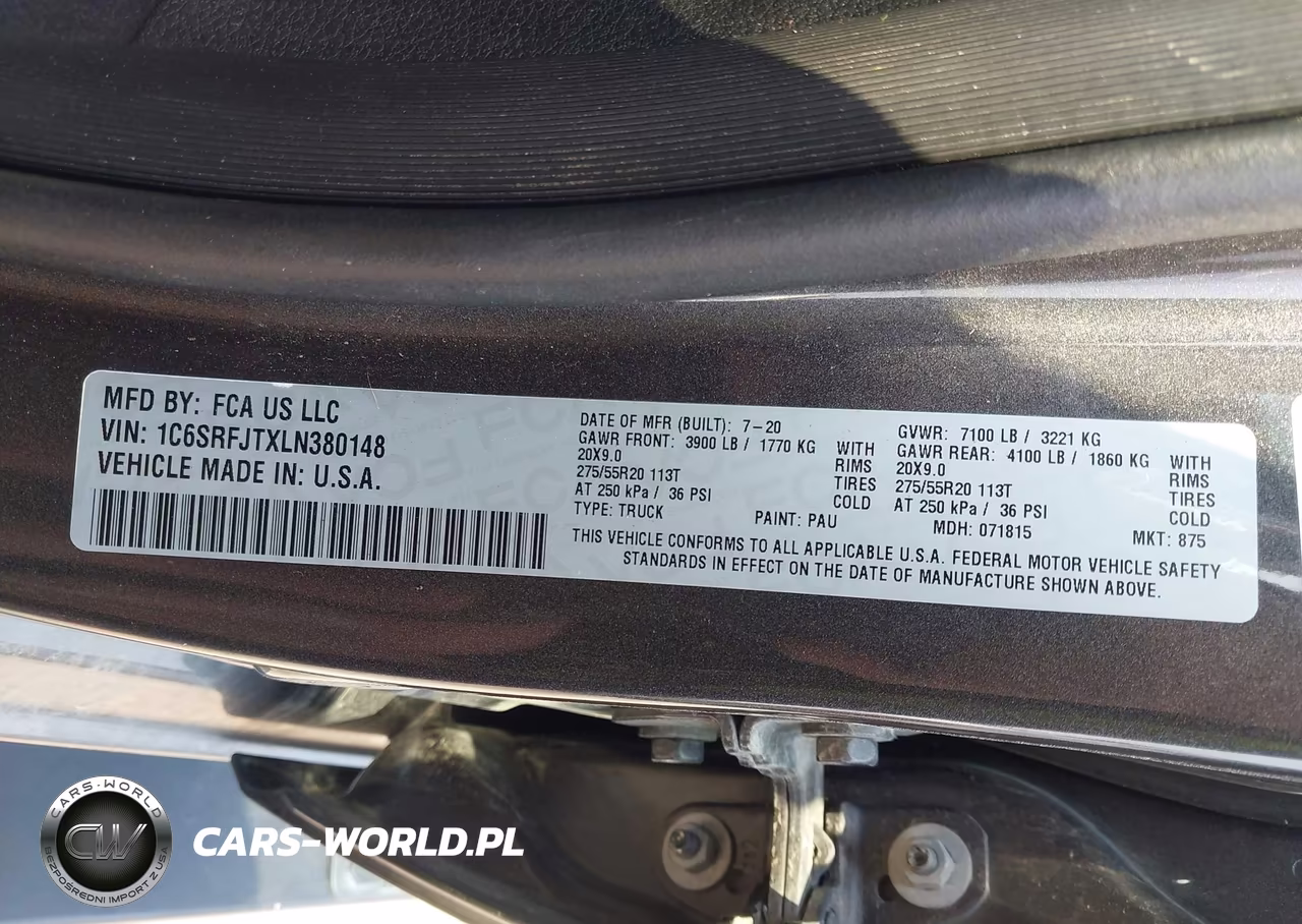 2020 Ram 1500 Laramie 4X4 5'7 Box VIN:1C6SRFJTXLN380148 - 9