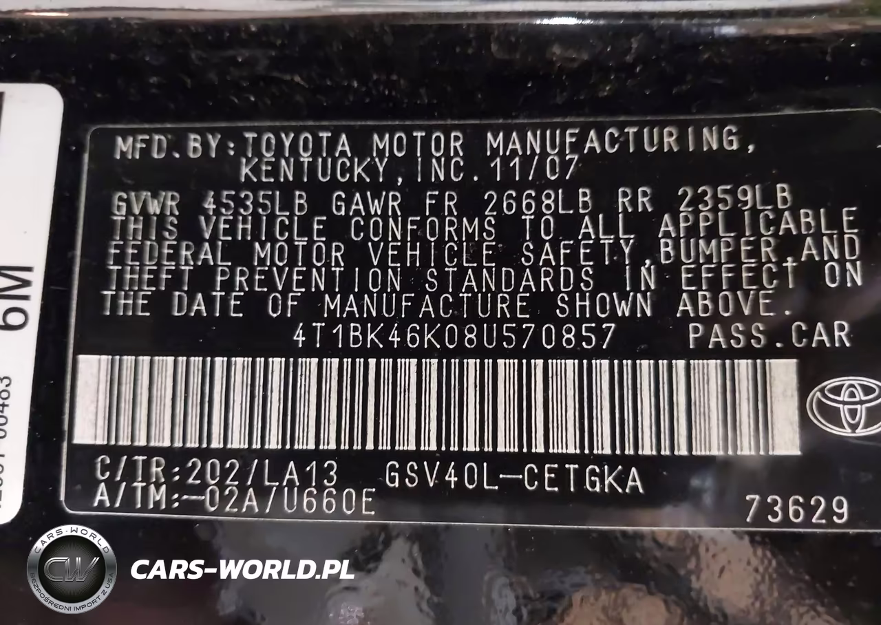 2008 Toyota Camry Xle VIN:4T1BK46K08U570857 - 9