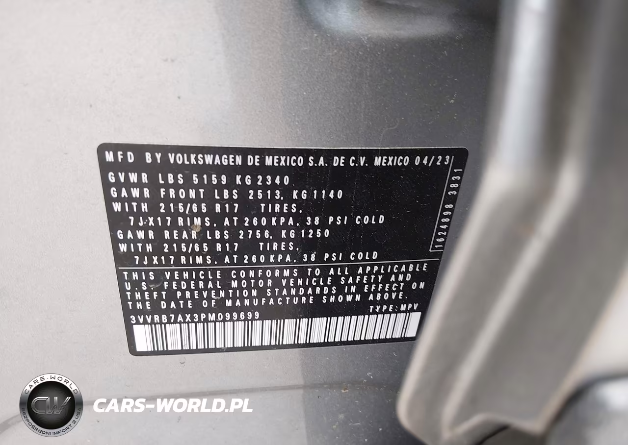2023 Volkswagen Tiguan 2.0T S VIN:3VVRB7AX3PM099699 - 9
