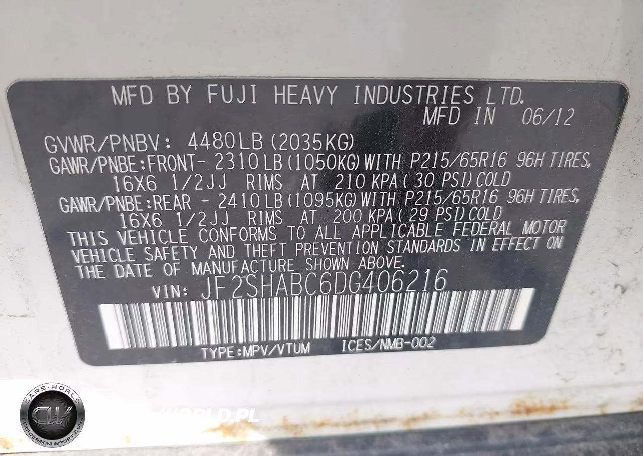 2013 Subaru Forester 2.5X VIN:JF2SHABC6DG406216 - 9