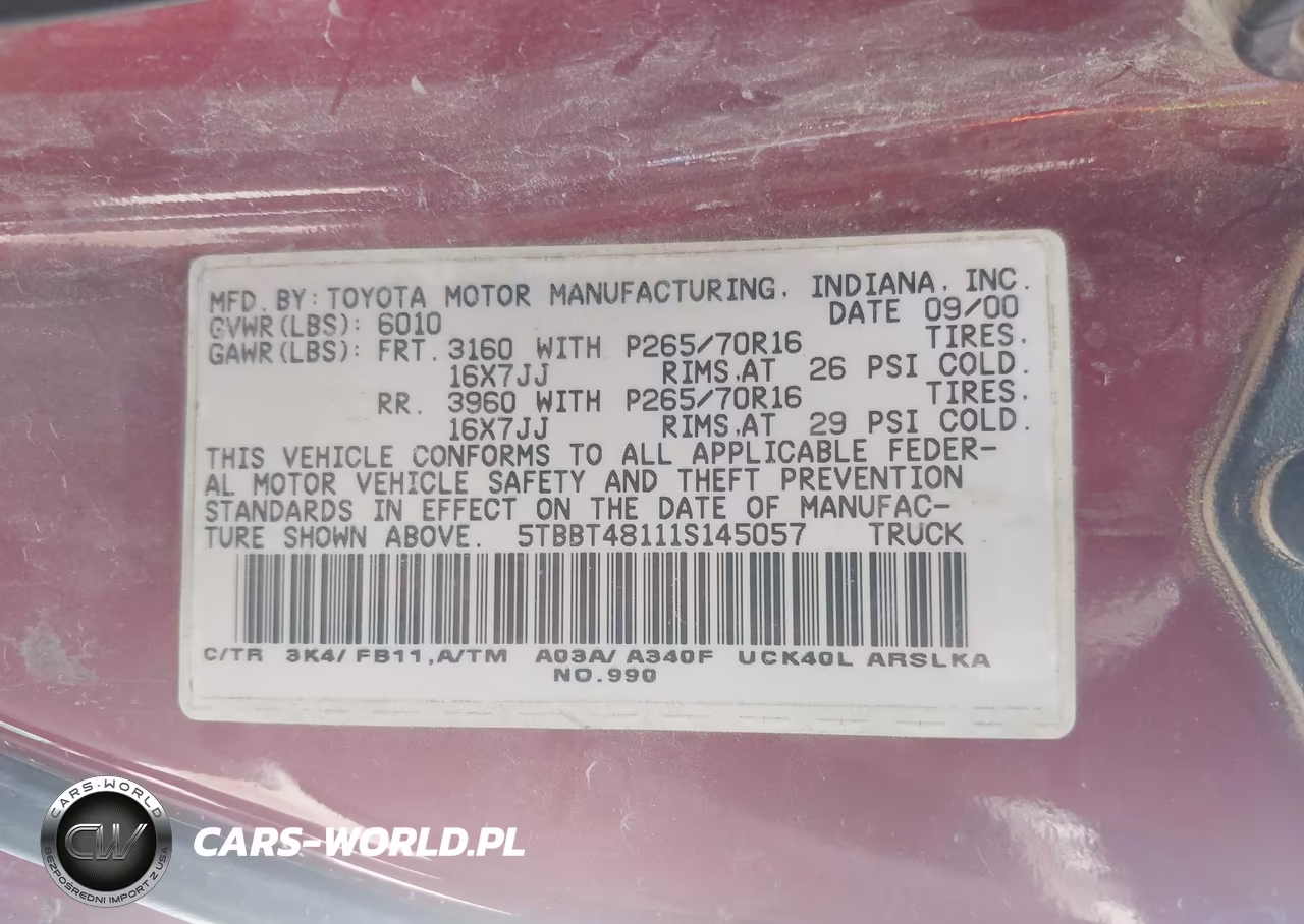 2001 Toyota Tundra Ltd V8 VIN:5TBBT48111S145057 - 9