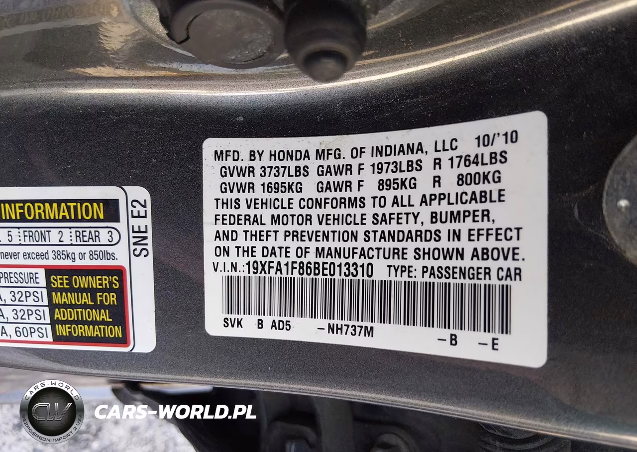 2011 Honda Civic Ex VIN:19XFA1F86BE013310 - 9