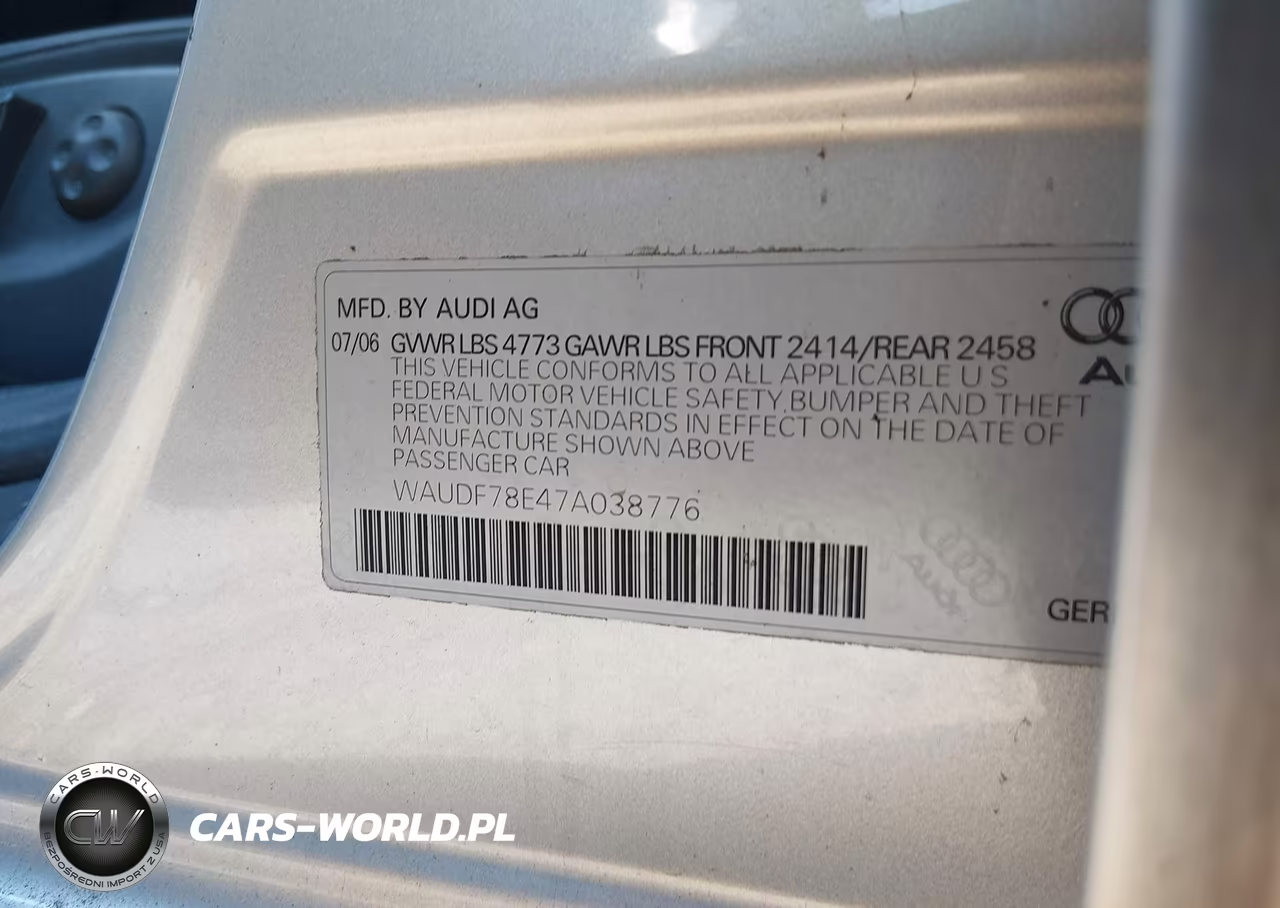 2007 Audi A4 2.0T VIN:WAUDF78E47A038776 - 9