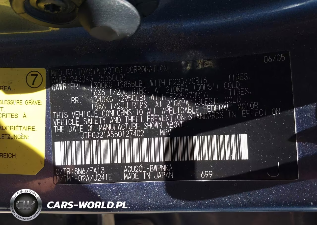 2005 Toyota Highlander VIN:JTEGD21A550127402 - 9