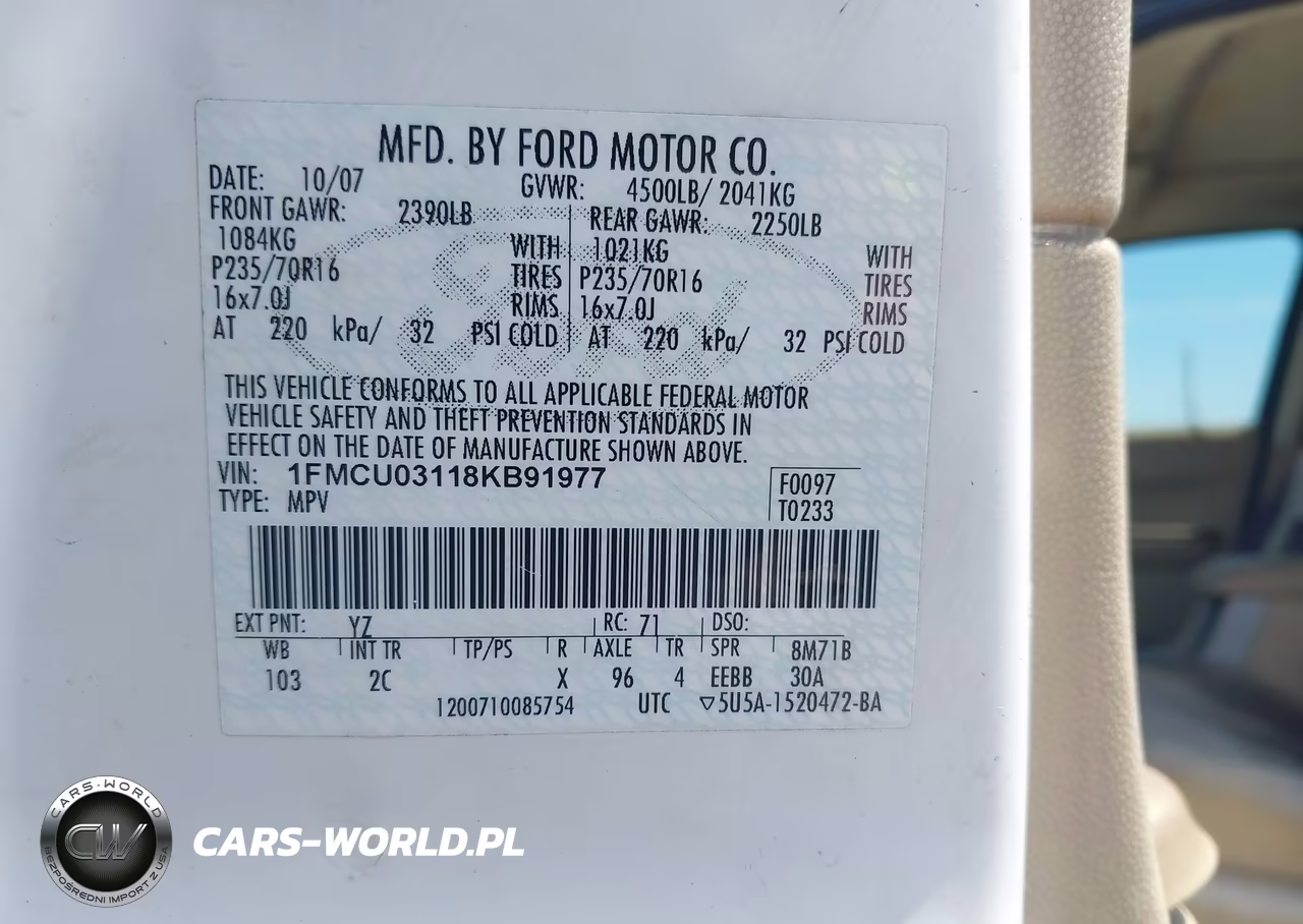 2008 Ford Escape Xlt VIN:1FMCU03118KB91977 - 9