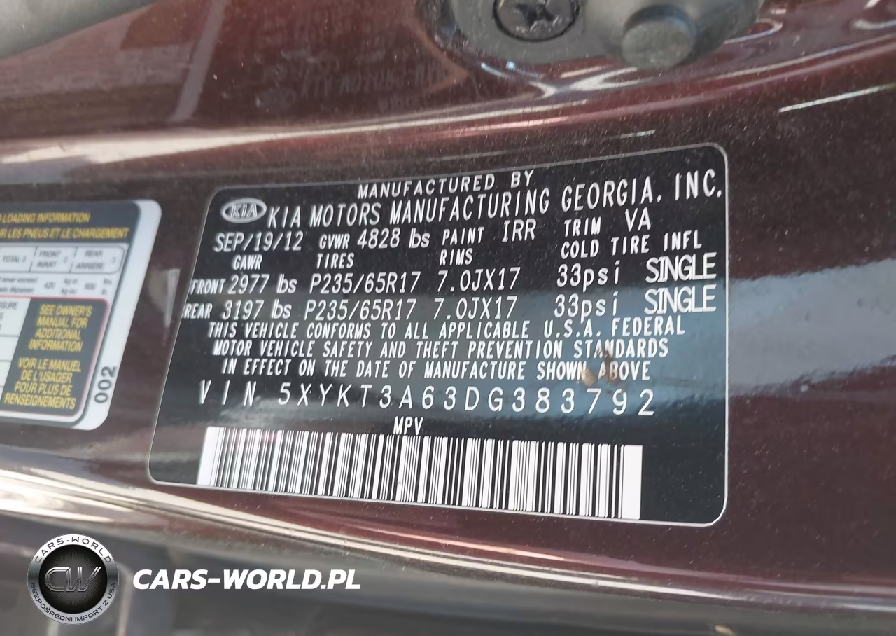 2013 Kia Sorento Lx VIN:5XYKT3A63DG383792 - 9