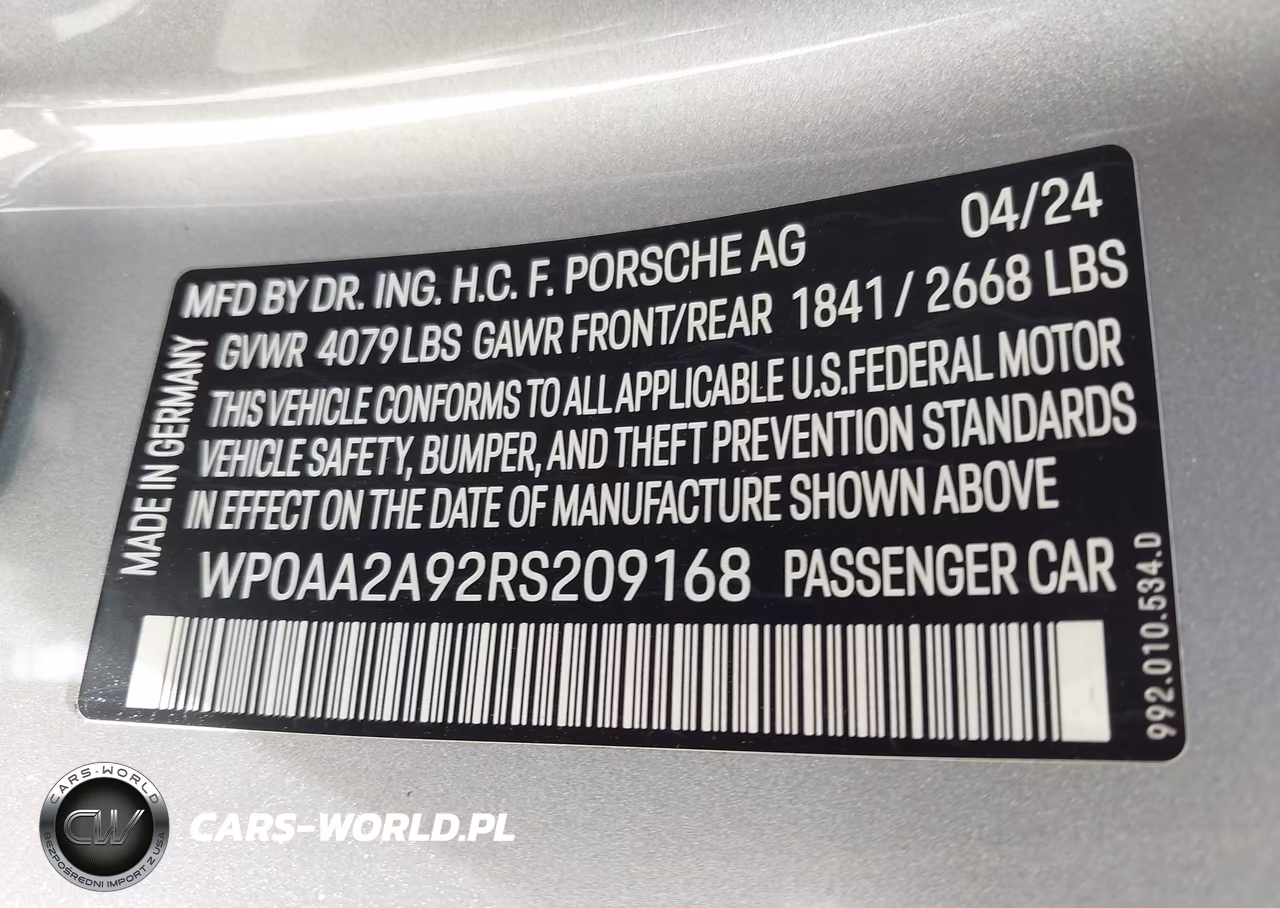 2024 Porsche 911 Carrera-Carrera 4-Carrera T VIN:WP0AA2A92RS209168 - 9