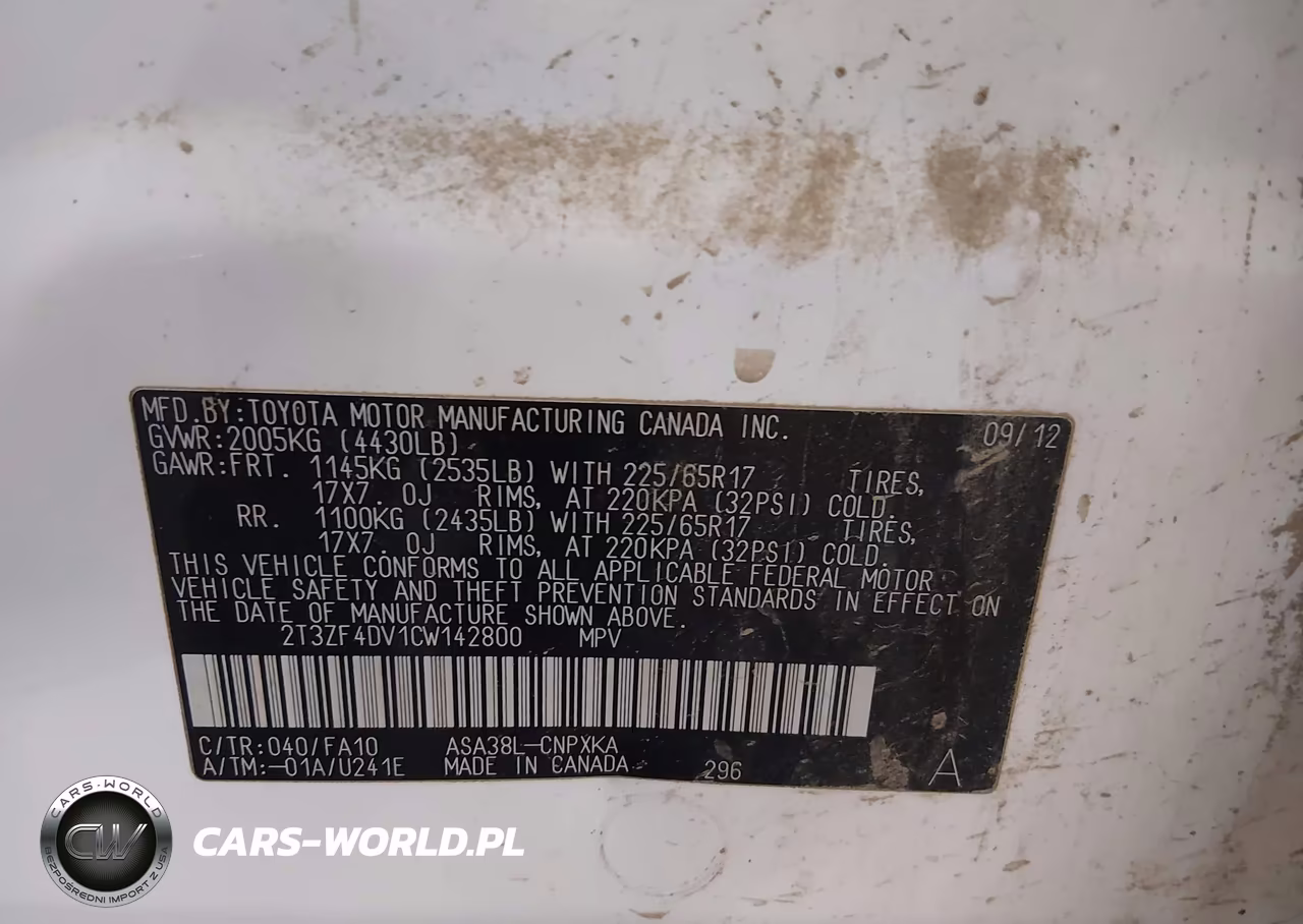 2012 Toyota Rav4 VIN:2T3ZF4DV1CW142800 - 9