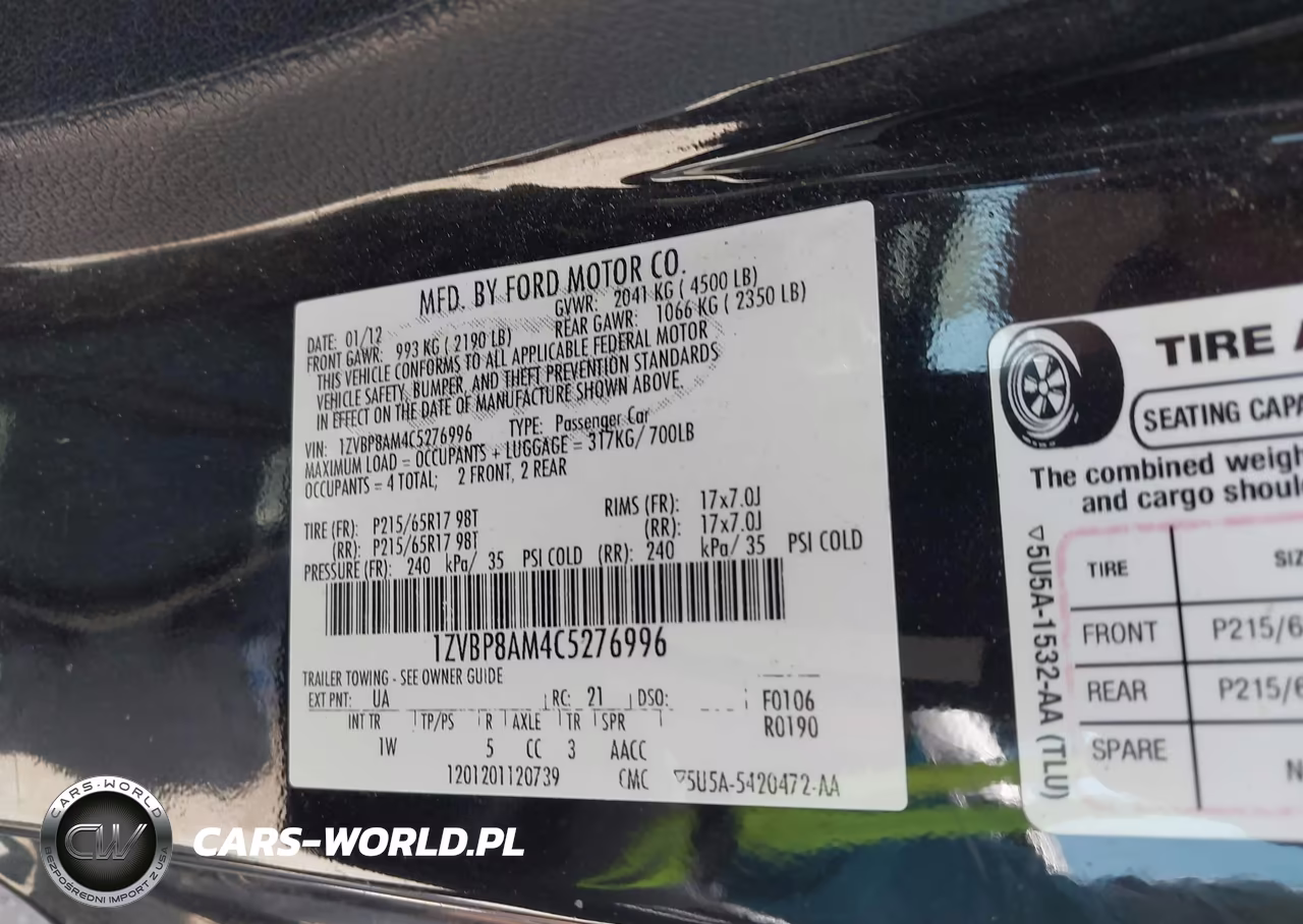 2012 Ford Mustang V6 VIN:1ZVBP8AM4C5276996 - 9
