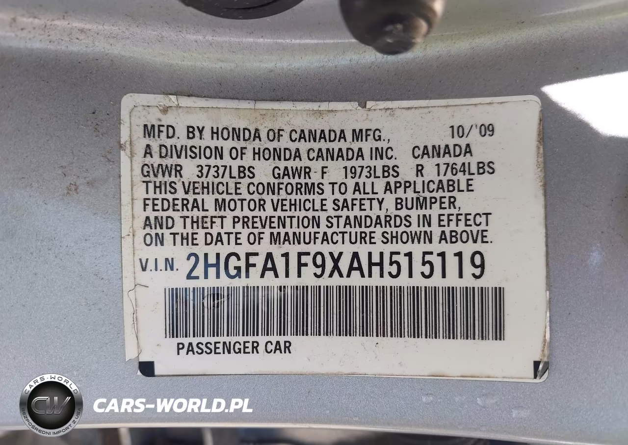2010 Honda Civic Ex-L VIN:2HGFA1F9XAH515119 - 9