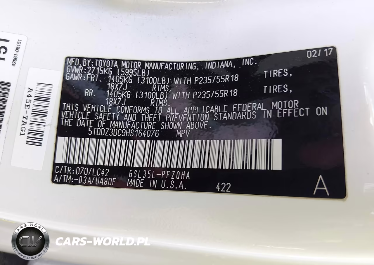 2017 Toyota Sienna Xle Premium 7 Passenger VIN:5TDDZ3DC9HS164076 - 9