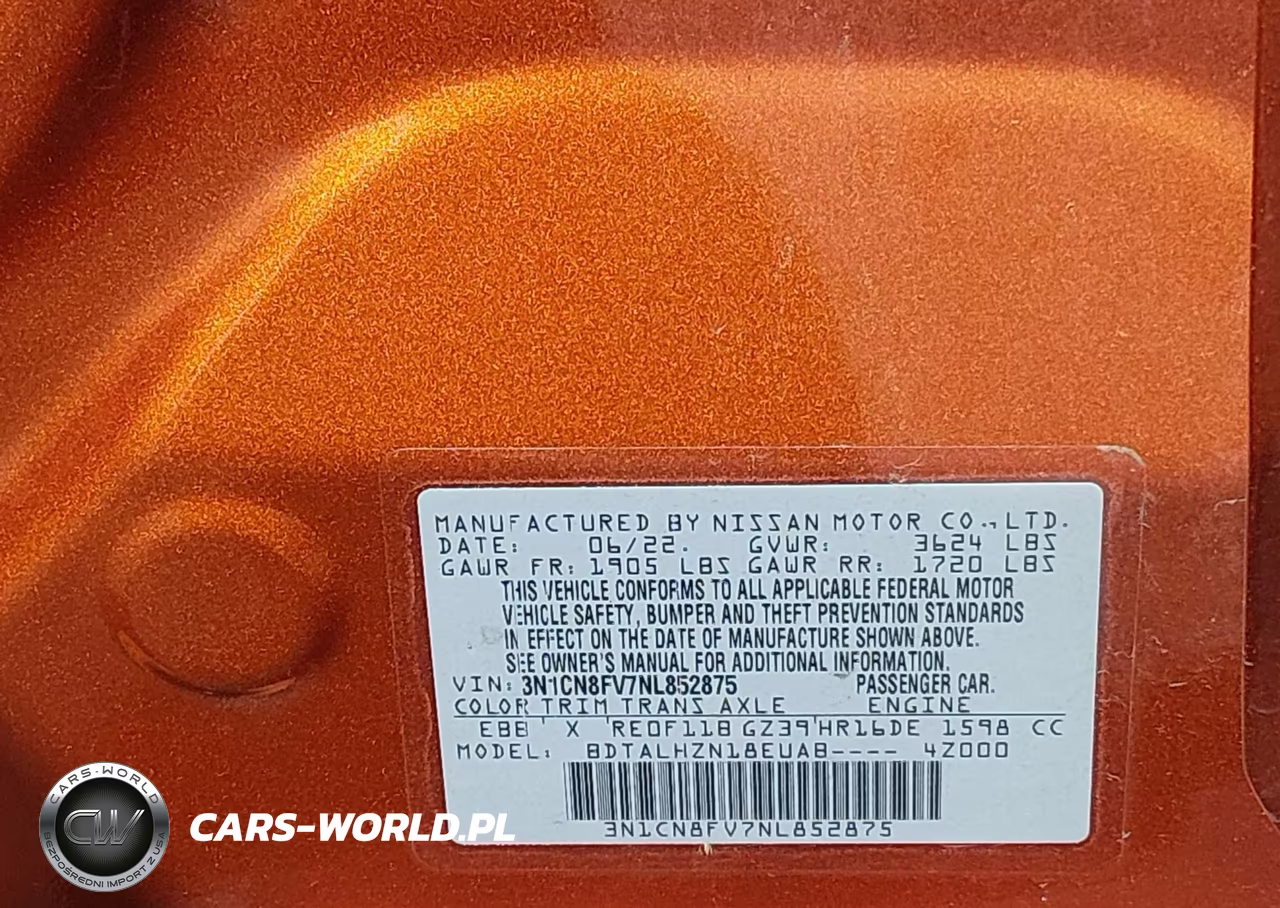 2022 Nissan Versa 1.6 Sr Xtronic Cvt VIN:3N1CN8FV7NL852875 - 9
