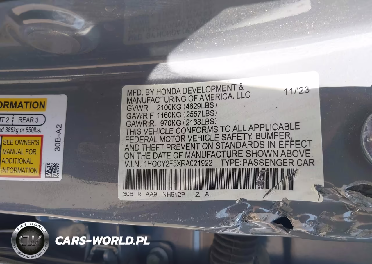 2024 Honda Accord Hybrid Sport VIN:1HGCY2F5XRA021922 - 9